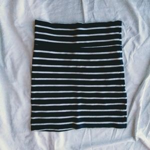 Navy Blue & White Pencil Skirt